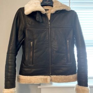 Francis Shearling Woman’s Bomber Pilot Jacket REAL leather new with tags…